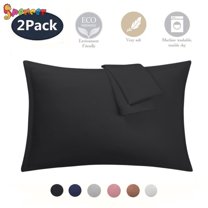 Spencer Set of 2 Pure Cotton Pillow Case Bed Pillow Covers Soft Solid Pillowcase Cover for Hair and Skin - King (Black)