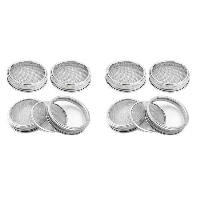 Paquete de 8 tapas de acero inoxidable para frascos de germinación de boca ancha y ancha para cultivar brotes