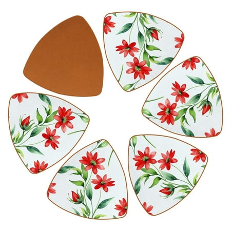 

YZUOUZY Coasters Coaster 6 Pack Triangle Coffee Table Coasters Watercolor Summer Blossom Branches