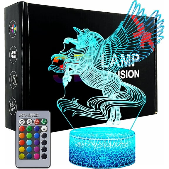 YSITIANNA Unicorns Gifts for Girls Remote Control 16 Colors Kids Night Light 3D Illusion Bedside Lamp Unicorn Toys for Ages 2 3 4 5 6 7 8-12 Girls Birthday Christmas Prezent Bedroom Decor STNL#3161