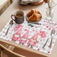 thumbnail image 3 of Galentine's Day Placemats Set of 8 Pink Gnomes Love Heart Grey Plaid Place Mats Indoor Wipeable Table Mats Washable Cloth Dining Table Placemats for Kitchen Holiday Party Home Decor 13x19 Inch, 3 of 9