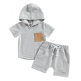 thumbnail image 3 of Toddler Boy Clothes Baby Set Kids Summer Cotton Hooded Printed Short Sleeved Training 3 6 12 18 24 Months 3T Outfits&Set T-shirt with Elastic Waist Shorts 2-Piece, 3 of 3