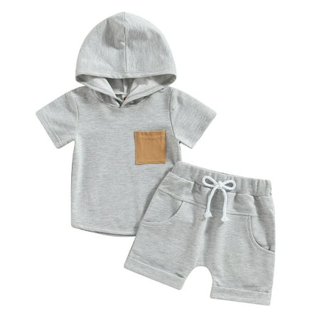 Gubotare Boys Short Sets Color Block Toddler Clothes Summer Short Sleeve T Shirt Baby Boy Shorts 2Pcs Outfit Cute Clothing Set 6 9 12 18 24 Months 2T 3T 4T (Grey Size 3-4 Years)