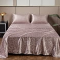 thumbnail image 3 of ANMINY Satin Sheets Silk Sheets King Pink Leopard Bed Sheet Set Deep Pocket Bed Flat Fitted Sheet, 4-Pieces, 3 of 7