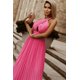 thumbnail image 4 of ABPHQTO Vestido largo plisado con espalda abierta y sin mangas con cuello halter rosa para mujer, 4 of 5