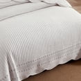 thumbnail image 5 of Elegant 3Pcs 100% Cotton Scallop Edges Quilt Bedspread Set Striped Embroidery Quilted Bed Set, 5 of 12