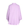 thumbnail image 6 of Purcolt Women 2 Piece Matching Set Dressy Casual Stripes Collared Long Sleeve Button Down Shirts Wide Leg Shorts Loose Fit Work Office Outfits with Ruffled Trim, 6 of 8