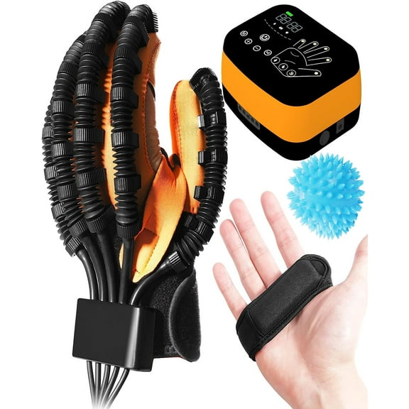 Hand Rehabilitation Robot Gloves for Stroke, Salario Hemiplegia Finger Exerciser Hand Strengthener Stroke Recovery Equipment with Mirror Glove, Left Hand, XL