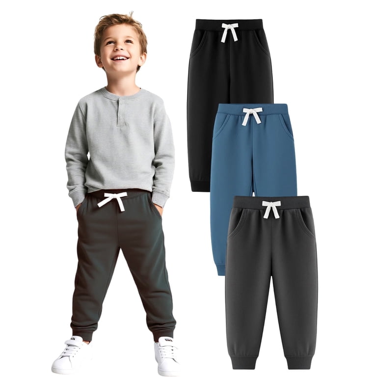 HILEELANG Toddler Boys Cotton Jogger Sweatpants 3-Pack photo 1