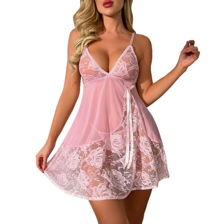 

Women Lace Splice Lingerie Backless Pajamas Nightdress
