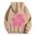 thumbnail image 4 of DDAPJ pyju Pink Flower Hoodie for Women Teen Girls Cute Hooded Sweatshirts Trendy Casual Graphic Hoodies Oversized Drawstring Pullover Tops Khaki M, 4 of 5