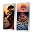 thumbnail image 3 of Designart "Sunset Silence Lone Tree in Stunning View II" Landscape Trees Framed Wall Art Set Of 2 - Traditional Red Framed Wall Art Set Of 2, 3 of 6