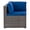 Blended Grey/Oxford Blue, variant on CorLiving Parksville Resin Wicker Rattan and Galvanized Steel Patio Sectional Corner Chair with Cushions, Sold Individually, Use to Expand an Outdoor Set