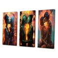 thumbnail image 3 of Designart "Passionate Kiss Retro Portrait of Lovers V" Couple Wall Art Set Of 3 - Glam Yellow Canvas Set For Living Room Decor, 3 of 6