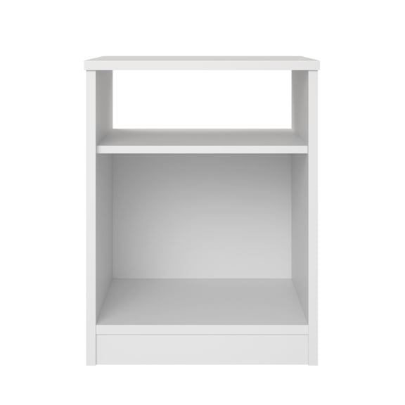 Cterwk Wood Beside Table End Table with 2 Open Shelf, Nightstand for Living Room, Bedroom, White