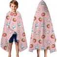thumbnail image 3 of Pink Cow Milk Strawberry Pattern Hooded Bath Towel，60"x35" for Ages 3 To 12 Kids, Quick Dry Lightweight Soft Microfiber Hood Beach Towel Cover Up for Kids, 3 of 7