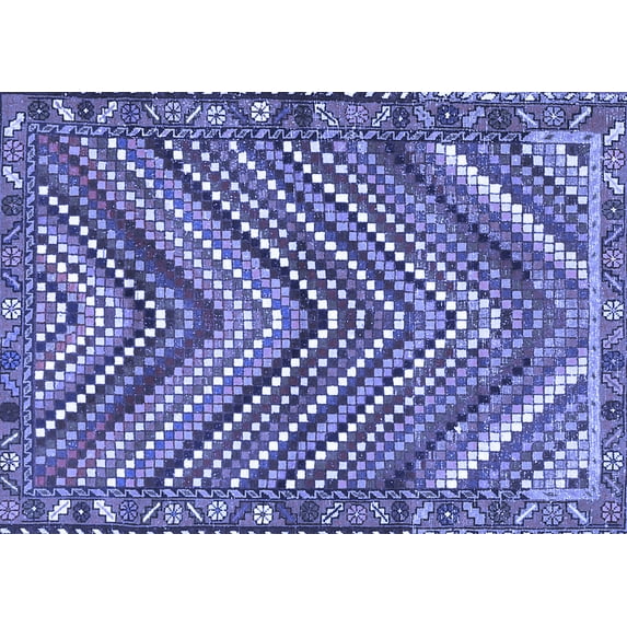 Ahgly Company Machine Washable Indoor Rectangle Persian Blue Traditional Area Rugs, 7' x 10'