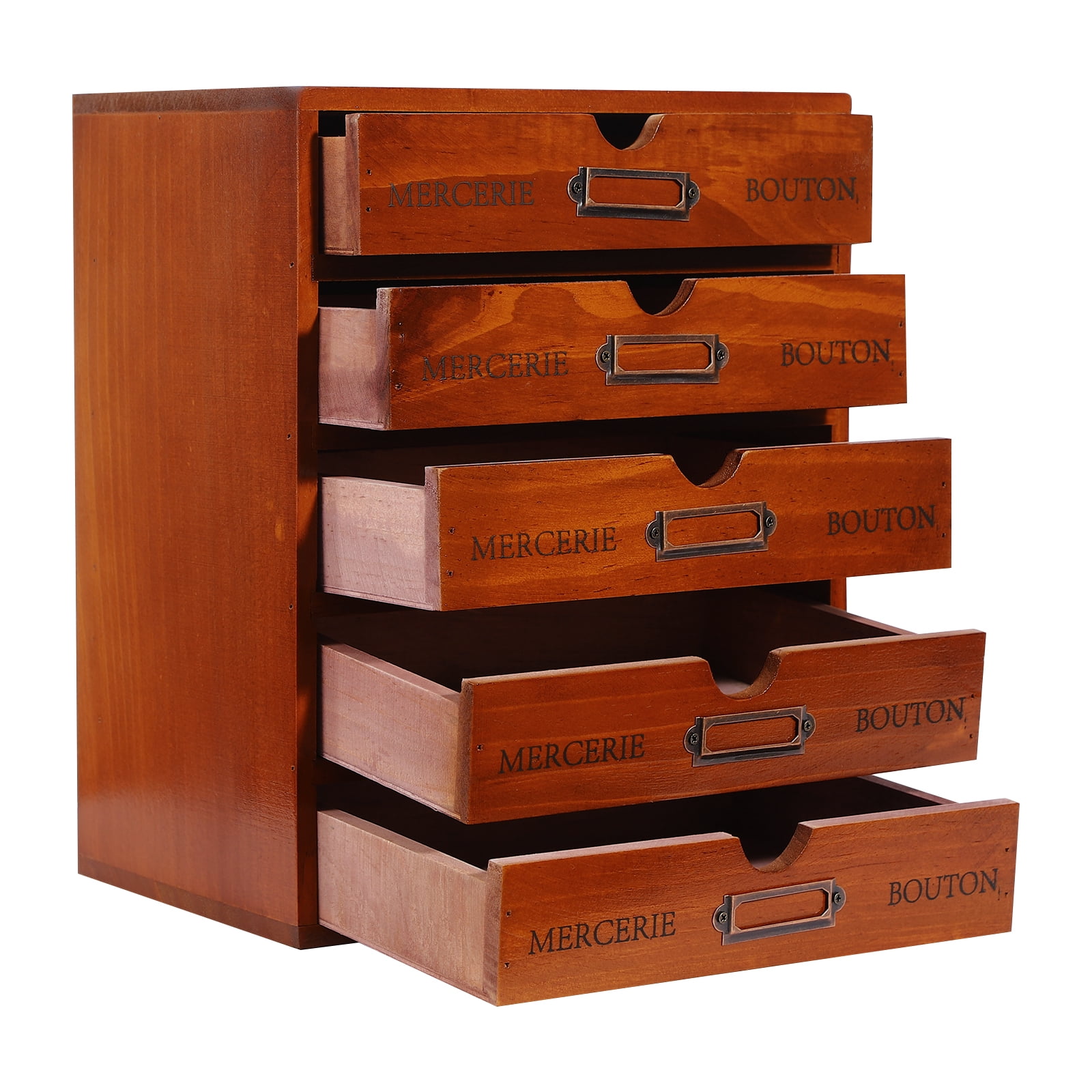 Wooden 15 Drawers Card Drawer Organizer with Catalog Desktop Drawer Organizer, Card Catalog Wooden Desktop Organizer, Tea Coffee Storage Tool