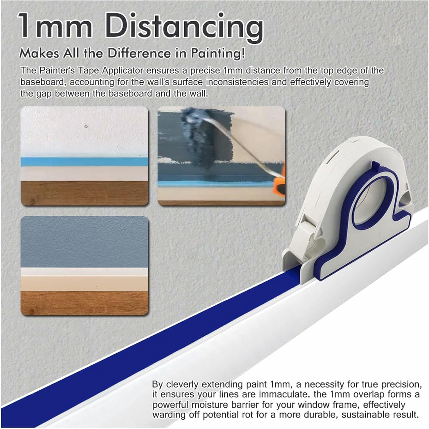 LC-dolida Painters Tape Applicator, Masking Tape Dispenser for Trim Tool with 1mm Spacing for Window Wall Floor Door Frame Painting