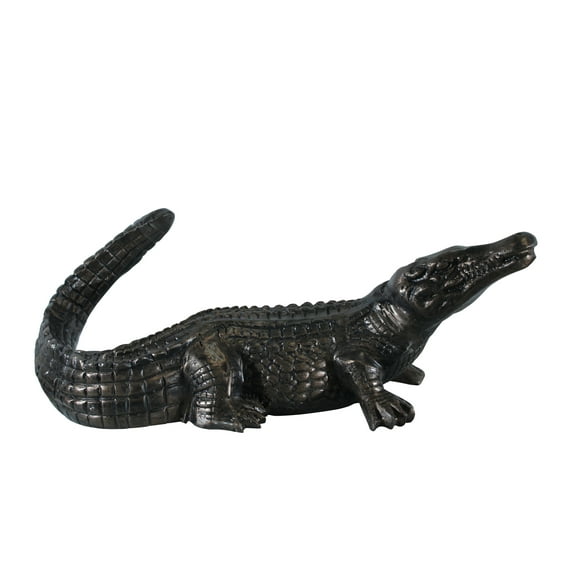 Nifao Aluminum Alligator Statue with Raised Tail and Textured Skin – Home Decor Sculpture, 36"L x 15"W x 13"H