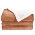 thumbnail image 5 of Ribbed Plush Sherpa Reversible Throw Blanket (50" x 60" Throw, Toffee), 5 of 6