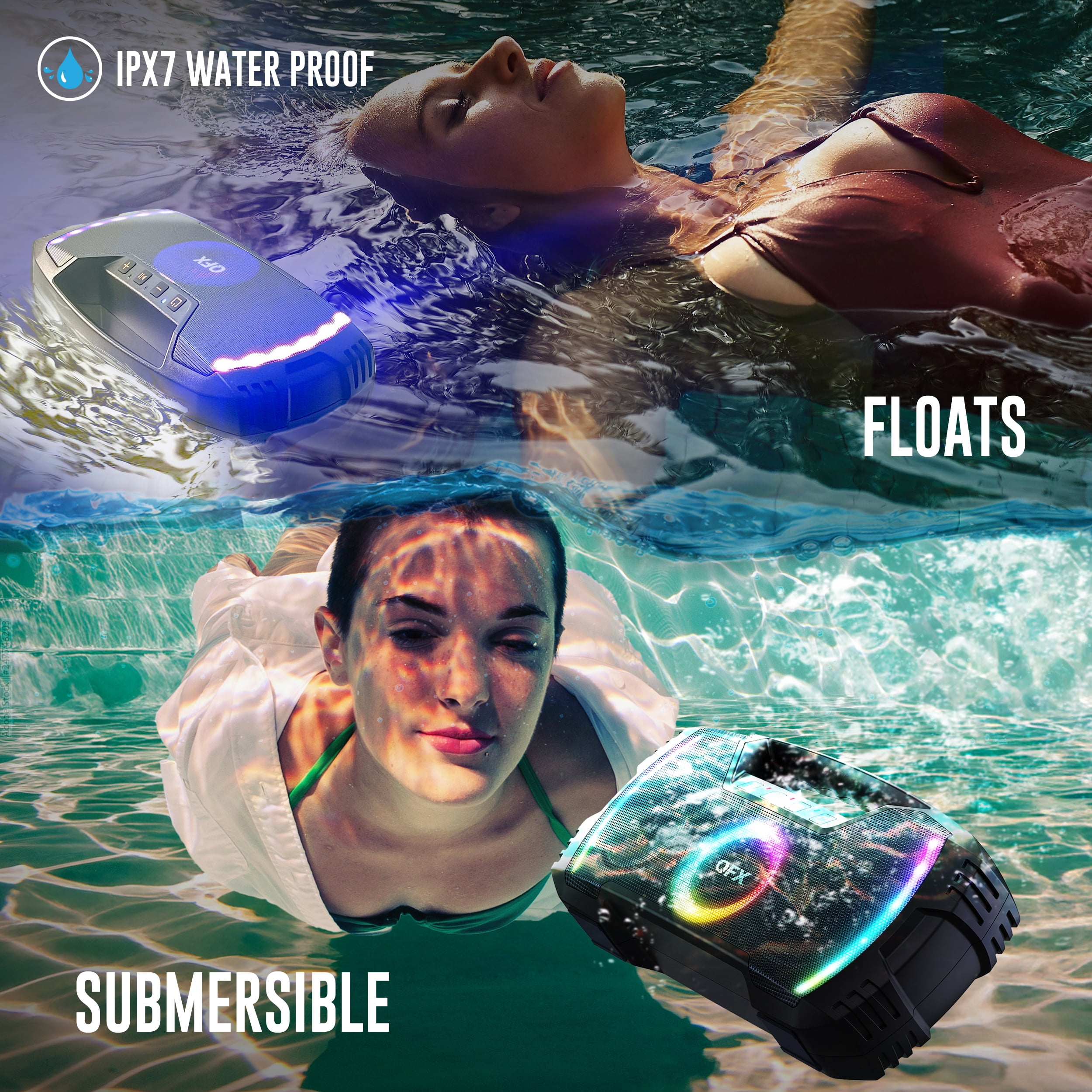 BT ZX-35 Portable Recharageable Bluetooth Waterproof speaker with party light, IPX7