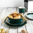thumbnail image 2 of Stone Lain Florian Porcelain 16-Piece Dinnerware Set, Service for 4, Green and Golden Rim, 2 of 6