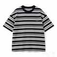thumbnail image 4 of WAYUTE Boys T Shirts Short Sleeve Striped T Shirt Crew Neck Loose Fit Embroidered Detail Lightweight Kids Summer Tee Casual Outdoor,Black,Size 7-8 Y, 4 of 4