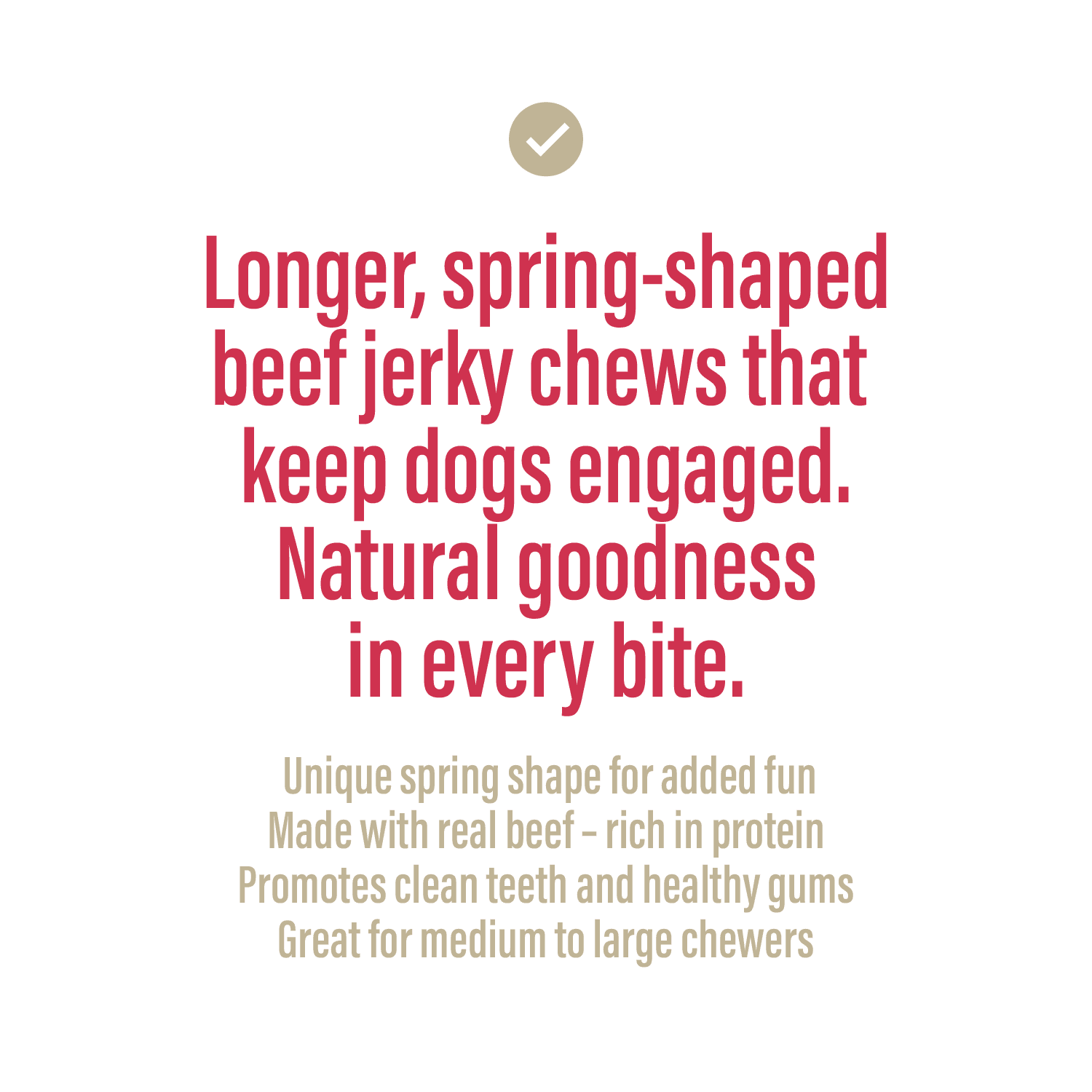 Chewer's Joy Beef Jerky Spring 7–8" (12CT) – Natural Dog Treats – Single Ingredient Long-Lasting Chews, High Protein