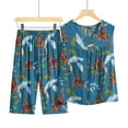 thumbnail image 2 of EGNMCR Pajama Sets for Women 2 Piece Summer Cotton Silk Printed Short Sleeve Round Neck Top And Pant Pajamas Suits Summer Sale Clearance, 2 of 3