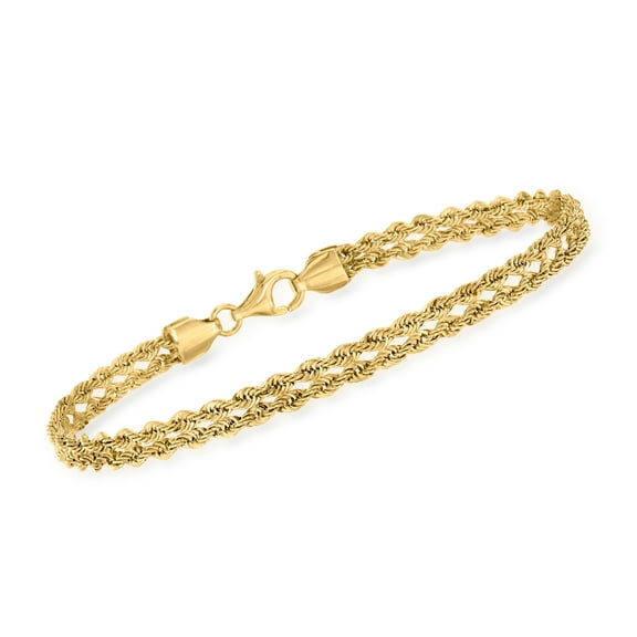 Ross-Simons 14kt Yellow Gold Double-Rope Chain Bracelet, Women's, Adult