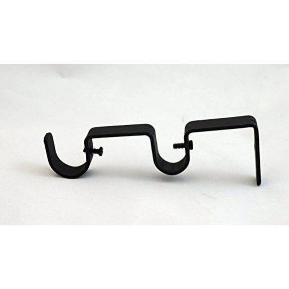 Urbanest Set of 2 Double Curtain Rod Bracket for 1" and 3/4" Rod, Black
