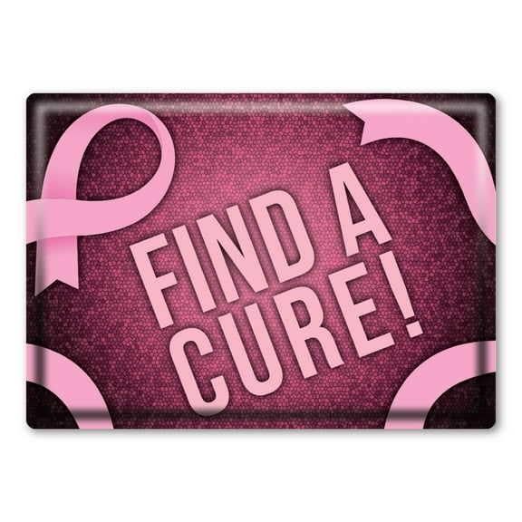 Breast Cancer Find A Cure! Rectangle Button with Magnetic Badge Back