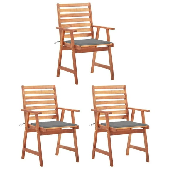 Juego de 3 Sillas de Comedor para Exteriores Casafoyer con Cojines de Madera de Acacia