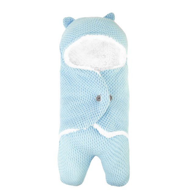 Saco de dormir para bebé recién nacido de otoño e invierno con forro polar grueso y cojín antipatadas para bebé, cálido y envolvente