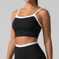 thumbnail image 4 of PISONIC Women 2 Piece Two-Piece Contrast Trim Yoga Set, Double Strap Square Neck Padded Sports Bra & High Waist Butt Lifting Full Length Leggings, Workout Gym Activewear Outfit, 4 of 7
