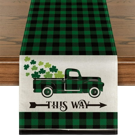 

Best Sales! MIARHB St Patricks Day Accessories Luc-ky Sham-rock Table Runner for St Patricks Day Decorations 47 Inch Irish Cover Spring Green Holiday Home Kitchen Centerpiece Decor Irish Decor