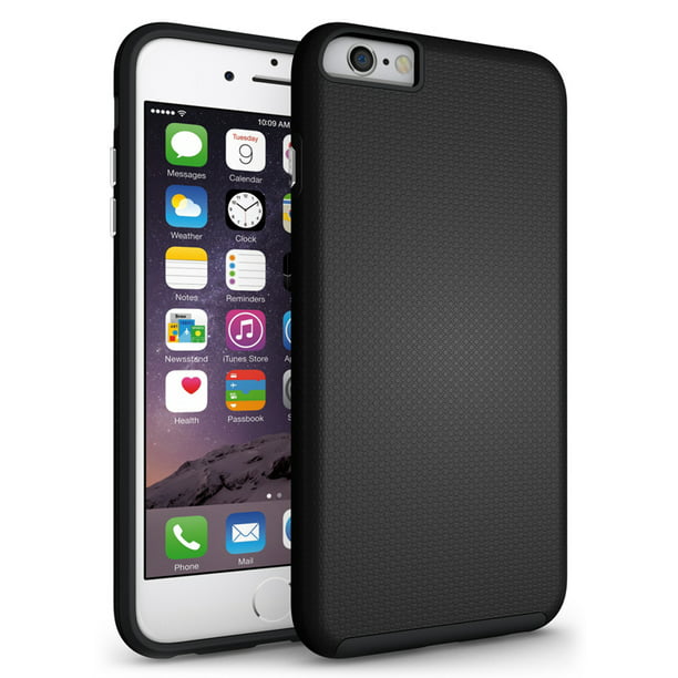 Atlas browser liberaal NAKEDCELLPHONE'S BLACK TEXTURED GRIP SOFT SKIN HARD CASE COVER FOR APPLE  iPHONE 6 PLUS / 6s PLUS - Walmart.com