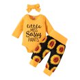 thumbnail image 1 of Body De Bebé, Conjunto De Canastilla, Monos Para Niñas Pequeñas, Pelele Estampado Con Letras De Girasol, Pantalones, Traje De 3 Uds, Amarillo Para Niños Odeerbi LM103-1568, 1 of 9