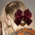 thumbnail image 4 of Elegant Velvet Bow Pearl Hair Clip for Women Top Headpiece Hair Accessory Barrettes, 4 of 7