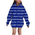 thumbnail image 2 of ATOGUTA Teen Sweatshirts For Girls Striped Pullover Top Hoodie Kids Long Sleeve Sweatshirts with Pockets Size 3T-14, Blue, 2 of 5