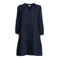 thumbnail image 2 of Time and Tru Women's Long Sleeve Tiered Double Cloth Dress, Sizes XS-XXXL, 2 of 5