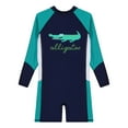thumbnail image 4 of Alvivi Kids Boys One Piece Swimming Surfing Jumpsuit Long Sleeve Rash Guard Bathing Suit Green 11-12, 4 of 7