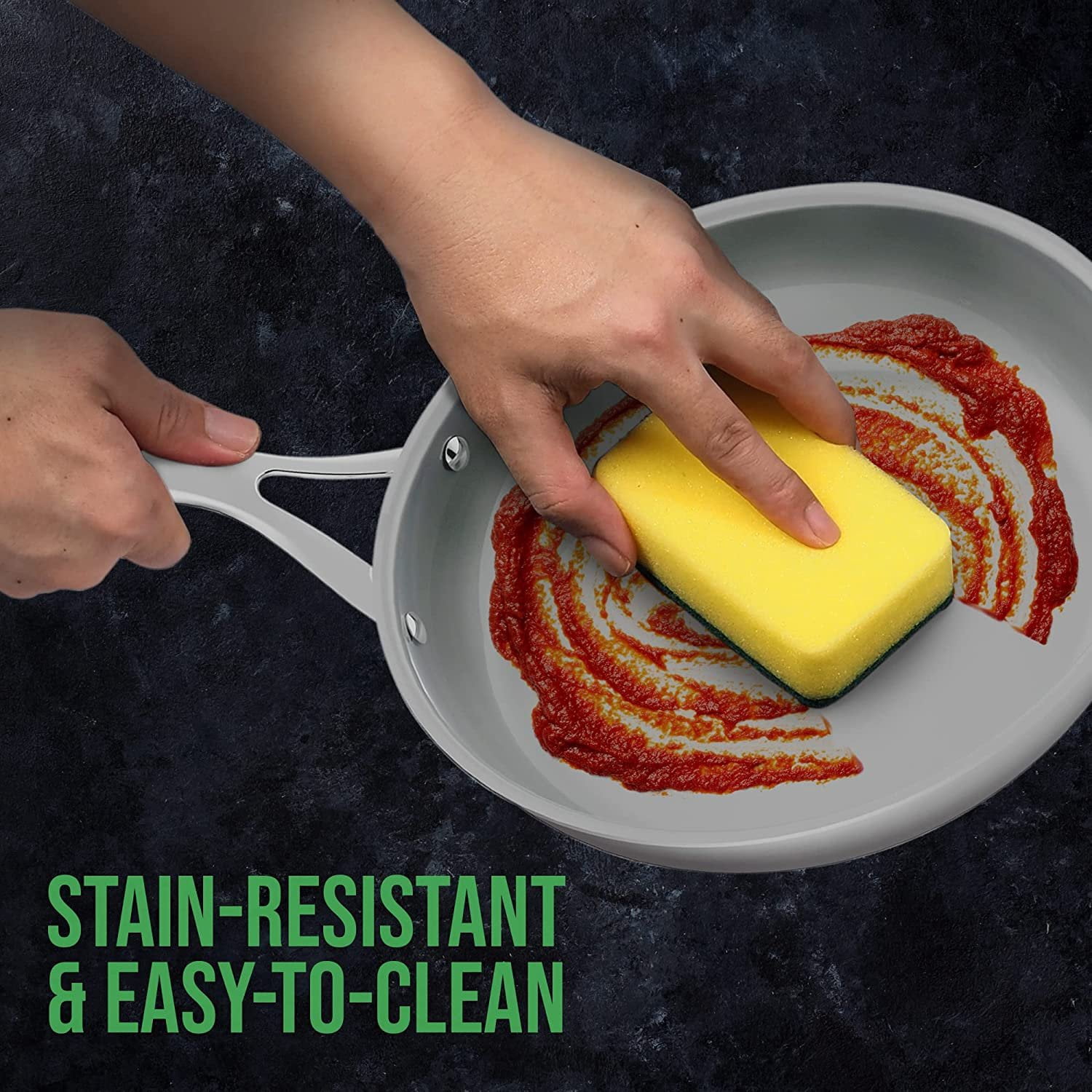 NutriChef Hollowed Cast Handles - Frying Pan Kitchen Cookware W/ Durable Ceramic Non-Stick Coating