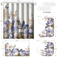 thumbnail image 2 of Violets and Butterfly Shower Curtain Set with Non-Slip Rug, Toilet Lid Cover Bath Mat, Waterproof Shower Curtain with 12 Hooks for Bathtubs Hotel Bathroom Decor, 2 of 7