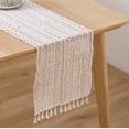 thumbnail image 3 of Xiao Hua Camino de mesa rústico bohemio para comedor, de estilo rústico, para mesa de centro, de 180 cm de largo, tejido en macramé, para decoración navideña otoñal de cocina, 33 x 180 cm (blanco), 3 of 5