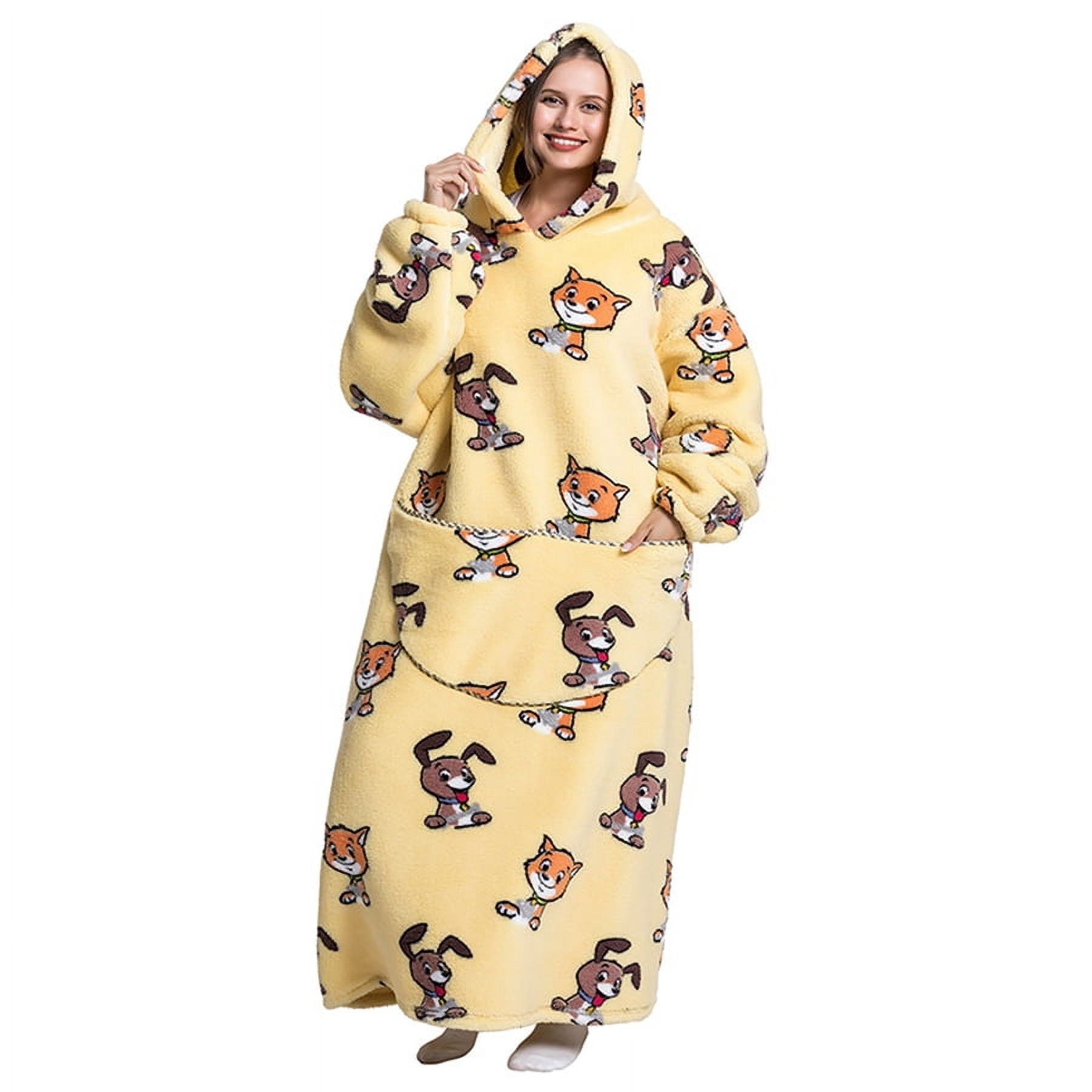 Msrlassn Extra Long Wearable Blanket Hoodie for Women Men Adults Oversized Hooded Blanket Sweatshirt, Super Soft Warm Comfortable Giant Wearable Blanket Hoodie with Big Pocket