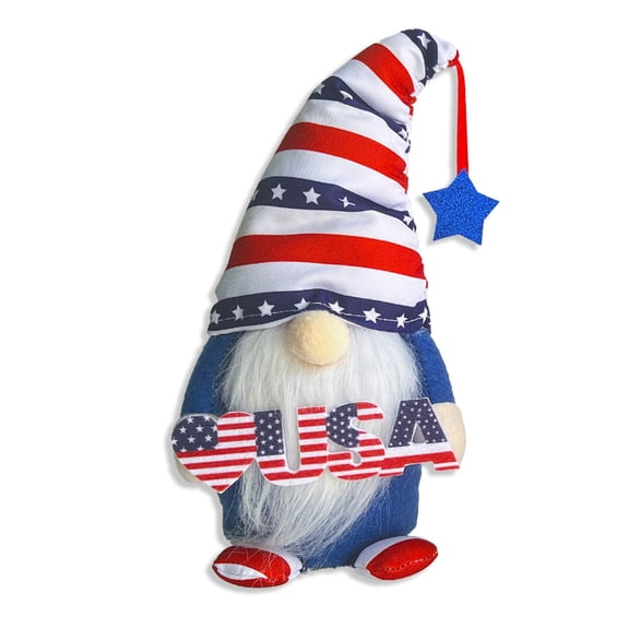 Lilgiuy 4th of July Dwarf Tabletop Decoration, Independence Day Plush Doll Desktop Decoration, Patriotic Gnome Gifts for Memorial Day,Cute Dwarf for Home Tabletop Decor, 10.63 x 5.30", Blue