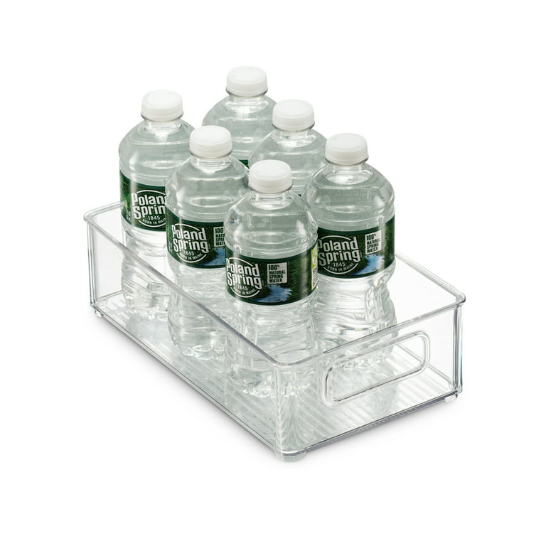 Set of 6 Refrigerator Organizer Bins - Stackable Fridge Organizers with Cutout Handles for Freezer, Kitchen, Countertops, Cabinets - Clear Plastic