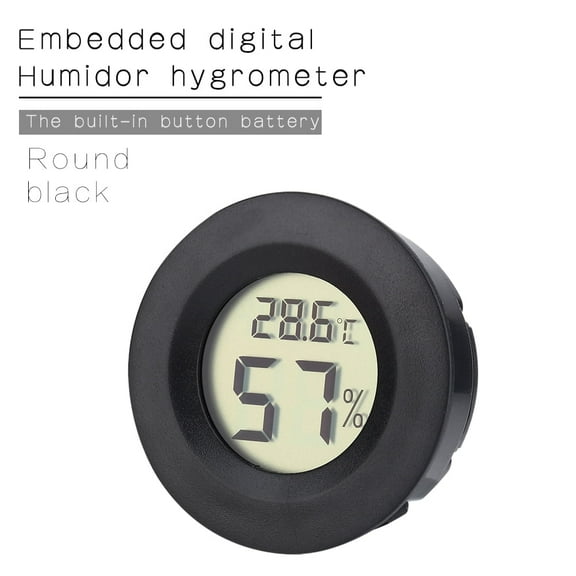 GJX Cigar Humidor Hygrometer, Digital Cigar Humidor Hygrometer, Thermometer Black Round Face